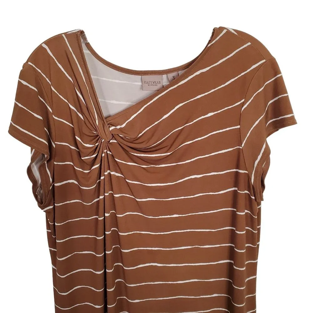 Chico's EasyWear 3 Size XL Dress T-shirt Asymmetrical Neckline Stretch Jersey - Picture 4 of 8